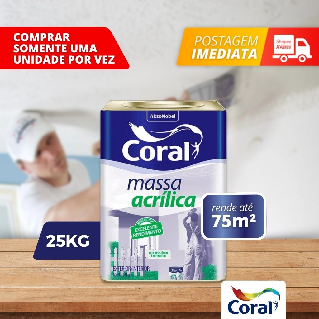 Massa Acrílica Coral Branca 25kg | Shopee Brasil