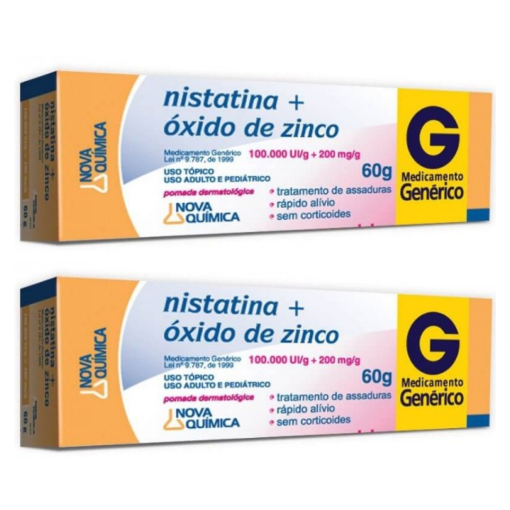 Kit 2x Pomada Nistatina óxido de zinco 60g Nova Química | Shopee Brasil