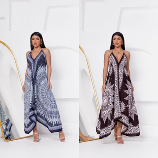 Vestido Indiano Lenço De Ponta Costas Nua Viscose