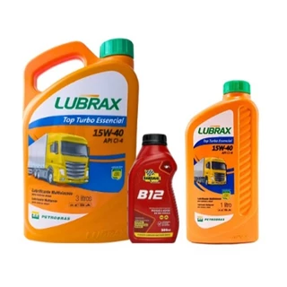 KIT 4 LITROS DE LUBRAX TOP TURBO 15W40 CI4 + 1 BARDAHL B12 500ML