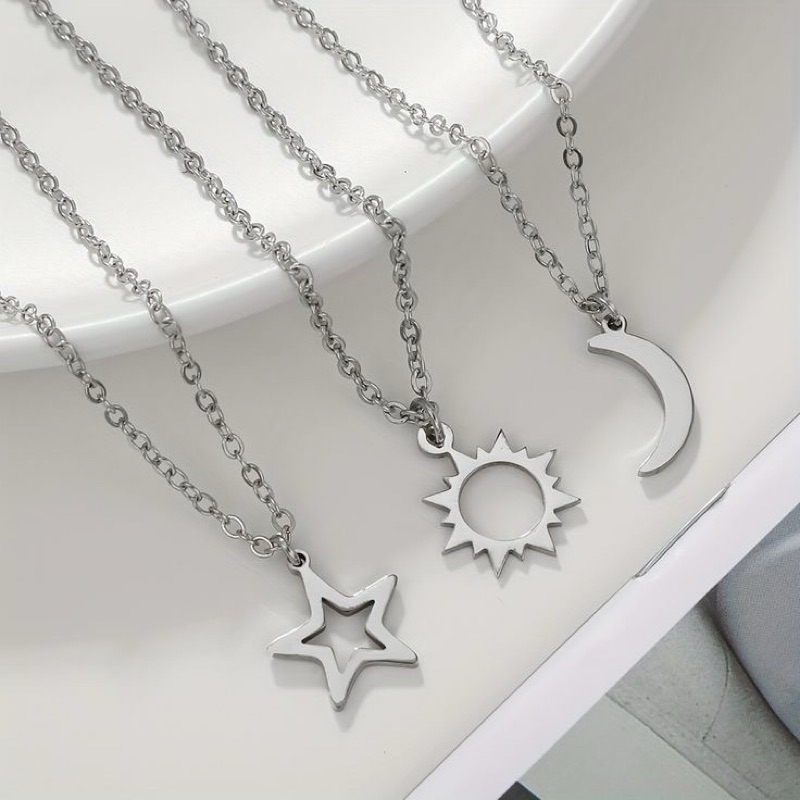 Colar da Amizade Trio de Amigas Sol e Lua e Estrela | Shopee Brasil