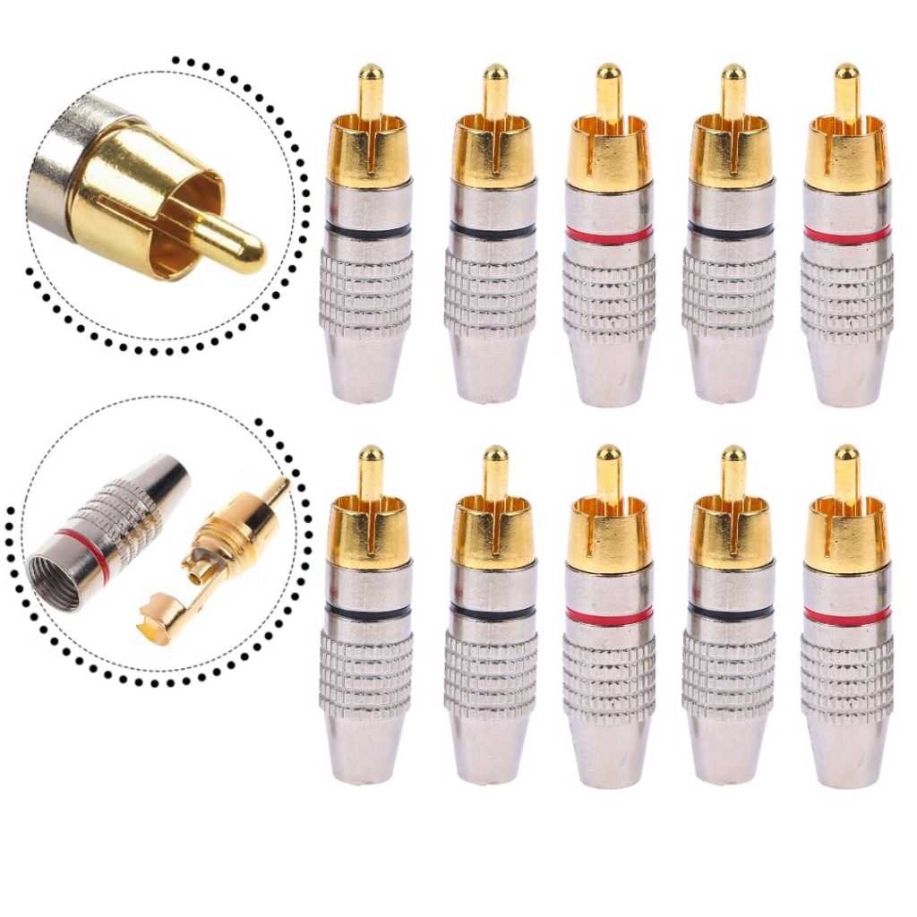 10x Plug RCA Conector Macho Metal
