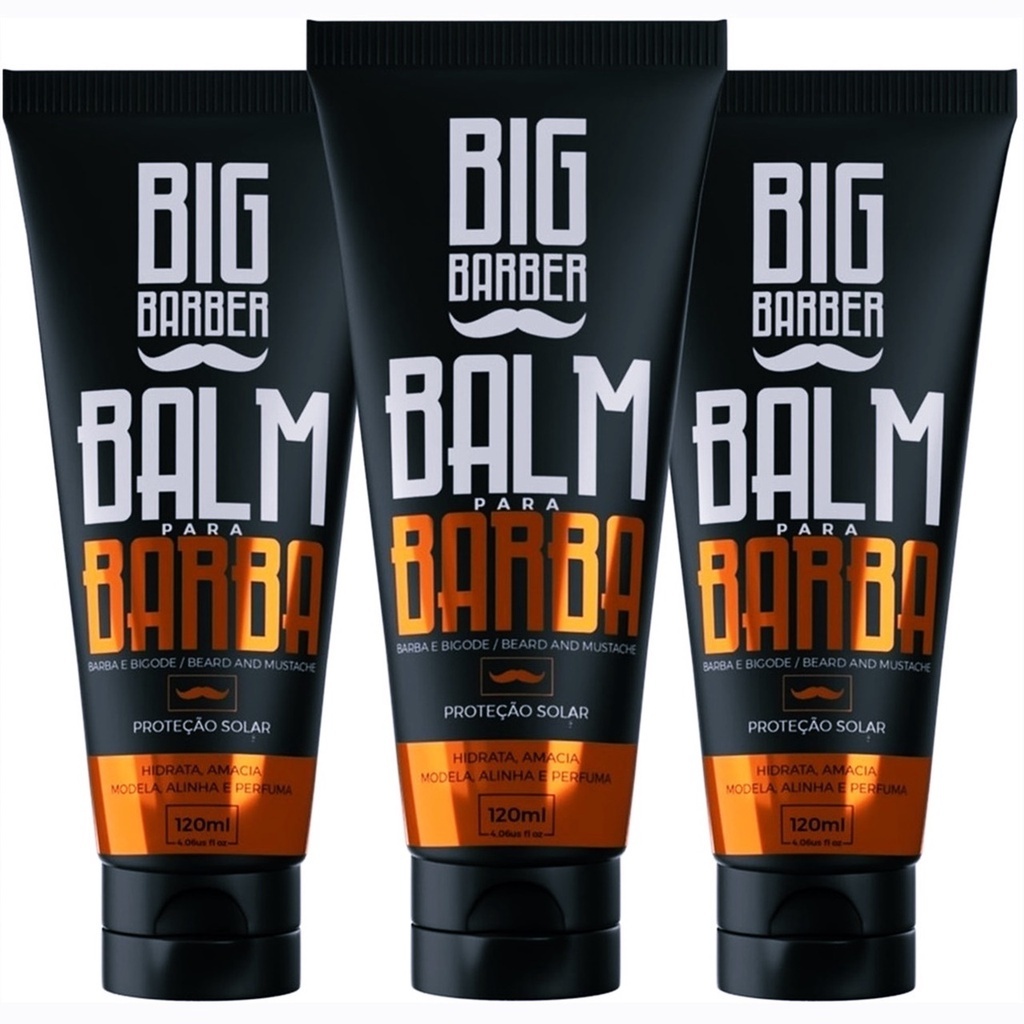 Kit 3 Balm para Barba hidratante 120ml Big Barber Profissional