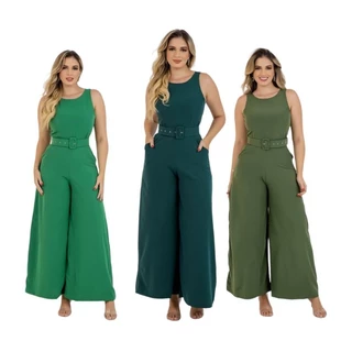 Macacão Feminino Social Plus Size pantalona Elegante G,GG, XG, XXG