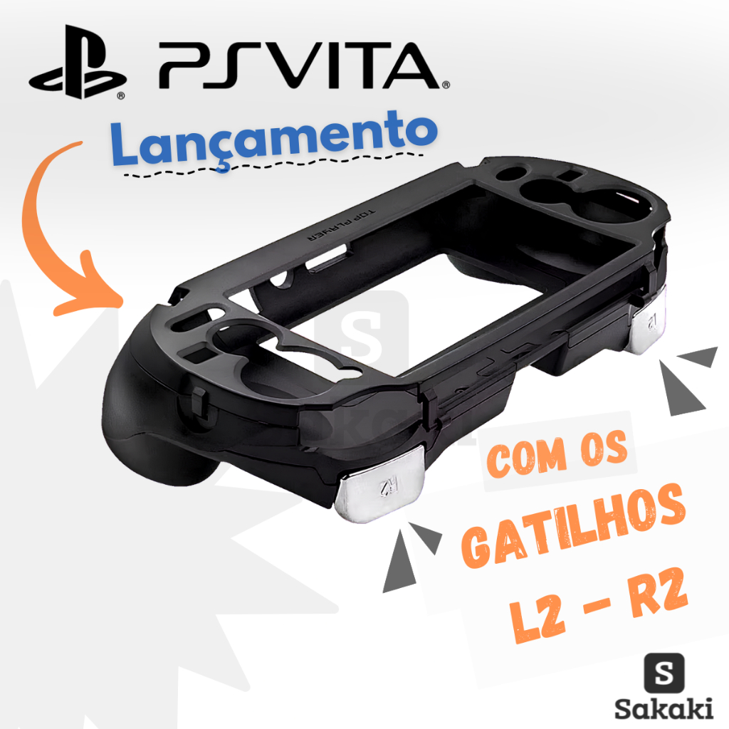 Grip Mão PS Vita Sony Fat Com Gatilhos Touch L2 - R2 Hand Grip Suporte ...