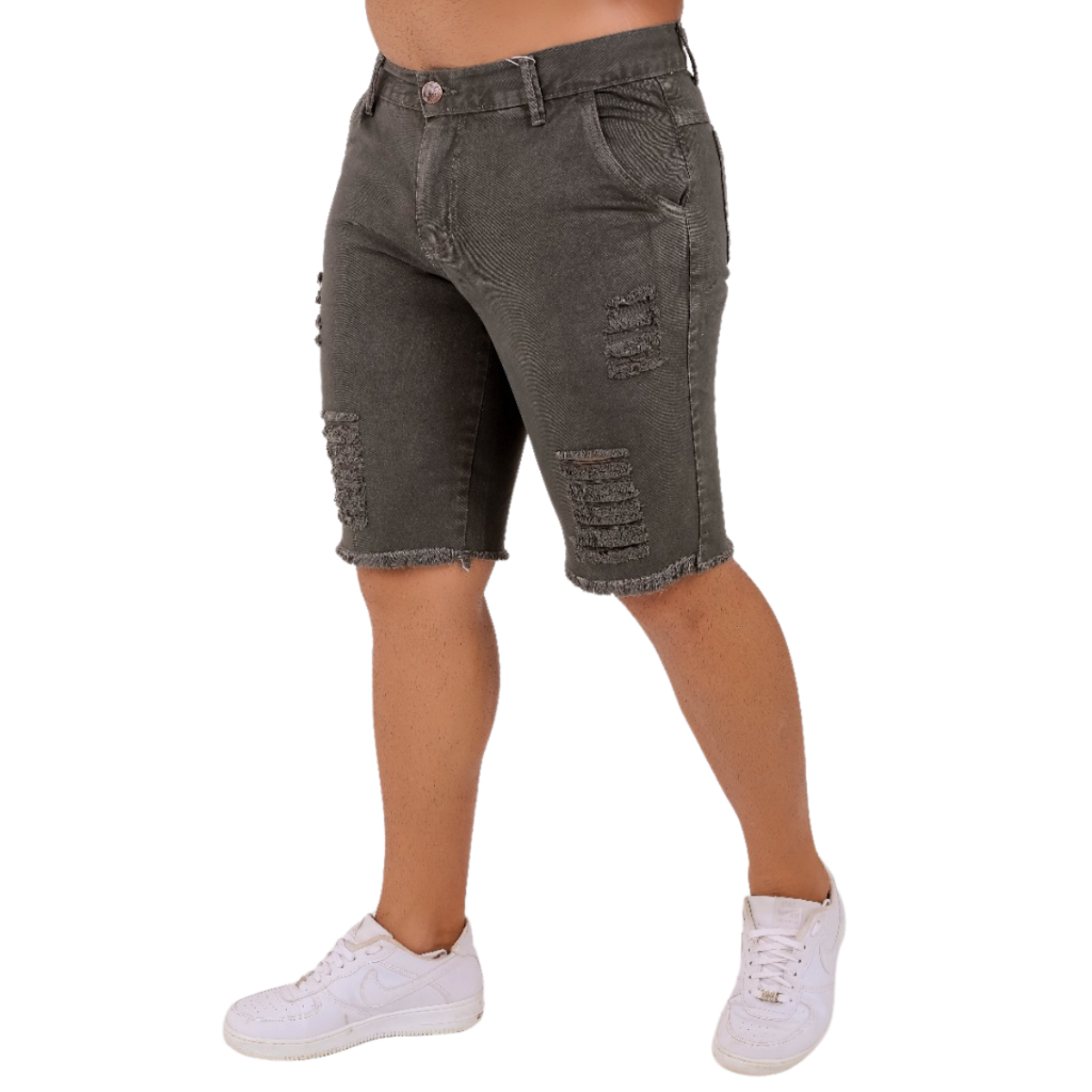 Bermuda Jeans Masculinas com Acabamento Premium 100% Algodão