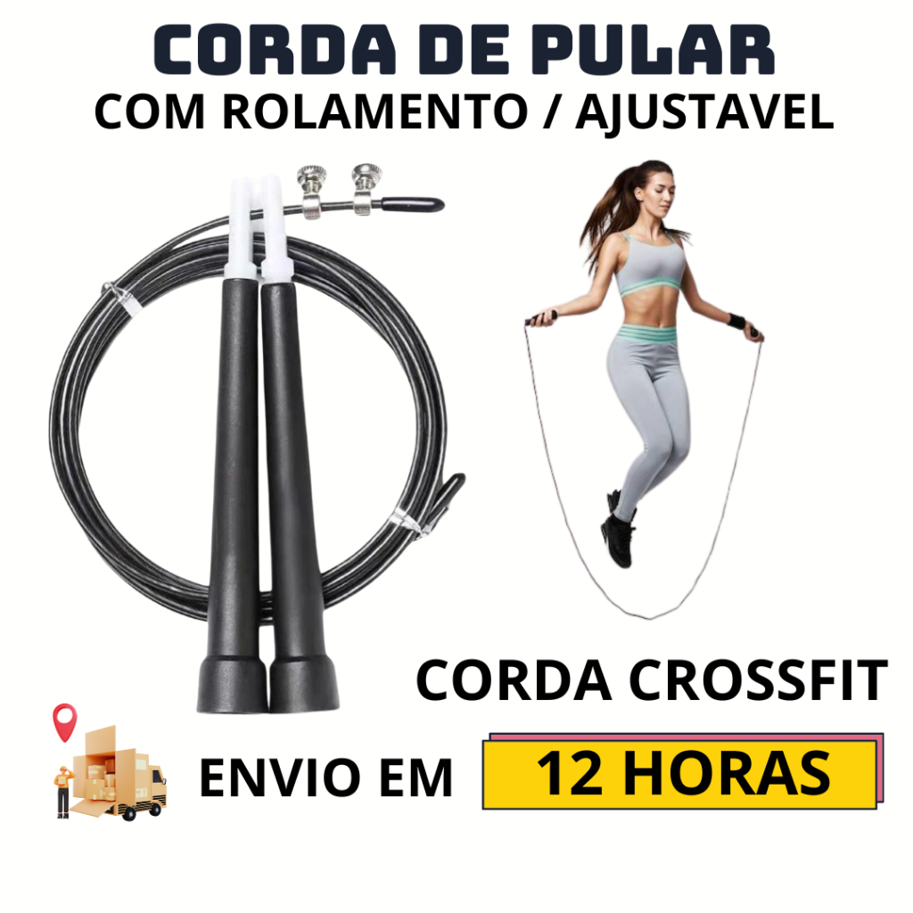 Corda De Pular Com Rolamento Aço Crossfit Funcional Em casa 3 Metros ...