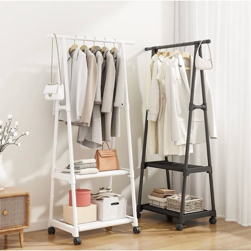 Cabideiro Arara De Roupas 2 Prateleiras Closet Organizador rodinha ...