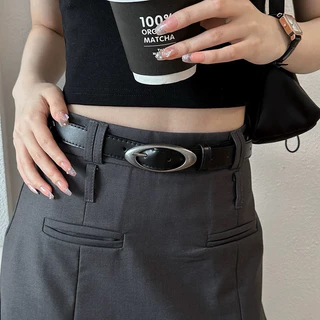 Cinto feminino estilo punk retrô y2k vintage lançamento blogueira fivela de prata antiga