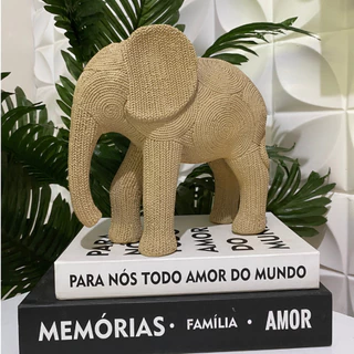 Estatueta Elefante - Imitação de Sisal - Estilo Rattan - Nova Tendência em Oferta na Shopee