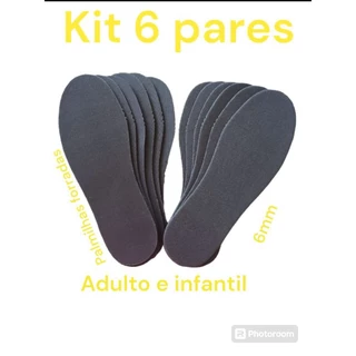 palmilhas 6 mm para tênis, sapatos botas chuteiras, coturnos adulto e infantil muitos tipos de calçados tamanhos26 ao 43