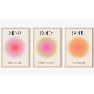 Quadro decorativo Mente corpo alma impressão positiva aura energia cartaz na moda gradiente espiritual pintura da arte da parede 30x40