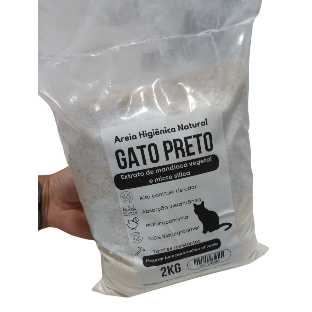 6 KG - AREIA HIGIÊNICA NATURAL EXTRATO DE MANDIOCA E MICRO SÍLICA PARA GATOS - (3 PCTS)