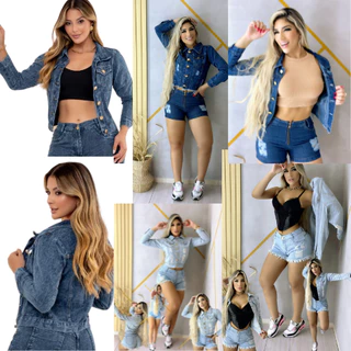 Jaqueta Jeans Feminina Azul Escura, Azul Clara e Marmorizada Estilo e Moda, Perfeita Combinação Para qualquer Look