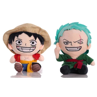 Novidade - Luffy e Zoro de Pelúcia 20cm - One Piece Roronoa Zoro Nami Sanji Usopp Shanks Tony Chopper Brinquedo Criança Presente Mães Pais Família Namorado Namorada Presente Natal Ursinho Filho Filha Menino Menina Gomu no Mi Rei dos Piratas Pirata Pelucia