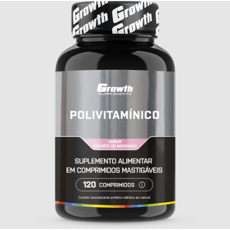 Multivitamínico Mastigável Growth - 120 cápsulas - Sabor Limão