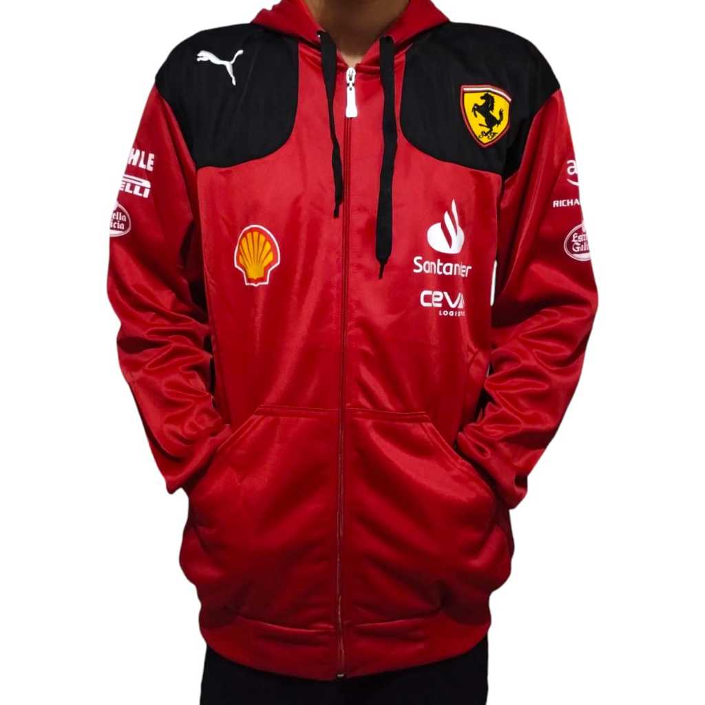 Jaqueta Esportiva Ferrari Vermelho Santander Com Capuz | Shopee Brasil