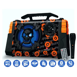Caixa de Som Portátil Karaoke com Microfone - D-D05 Mp3 Sd Bluetooth Amplificador 50w Controle