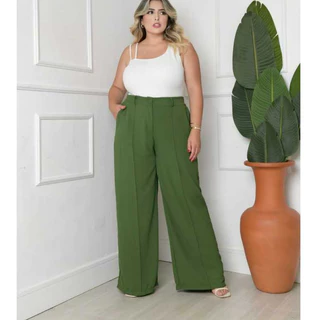 CALÇA PANTALONA FEMENINA FORRADA TECIDO DUNA PLUS SIZE G1 G2 G3