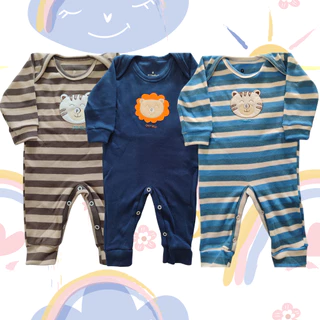 Conjunto Infantil com 3 macacões 100% algodão bordado forrado