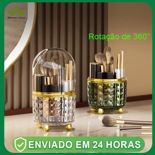 Caixa de armazenamento portátil rotativa 360 °pincel de maquiagem, caixa de batom cosmético