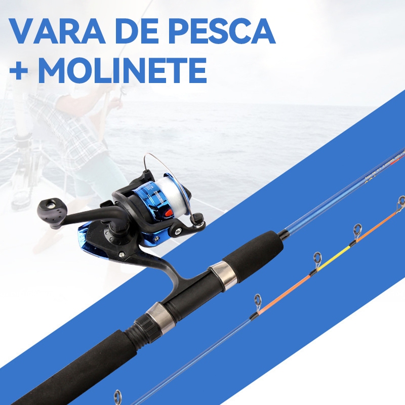 Vara Pesca 1,35 Metros 30lbs+Molinete De Pesca 5.2:1 03 Rolamentos