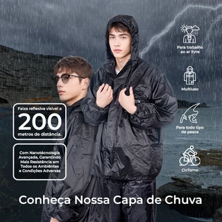 Kit Capa de Chuva Para Motoqueiro Adulta Masculina Feminina Com Faixa De Sinalizao em Oferta na Shopee
