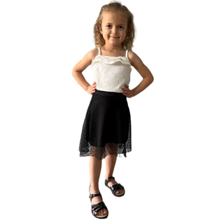 Saia Midi Godê Tule Retrô poá Moda Evangelica Feminina infantil