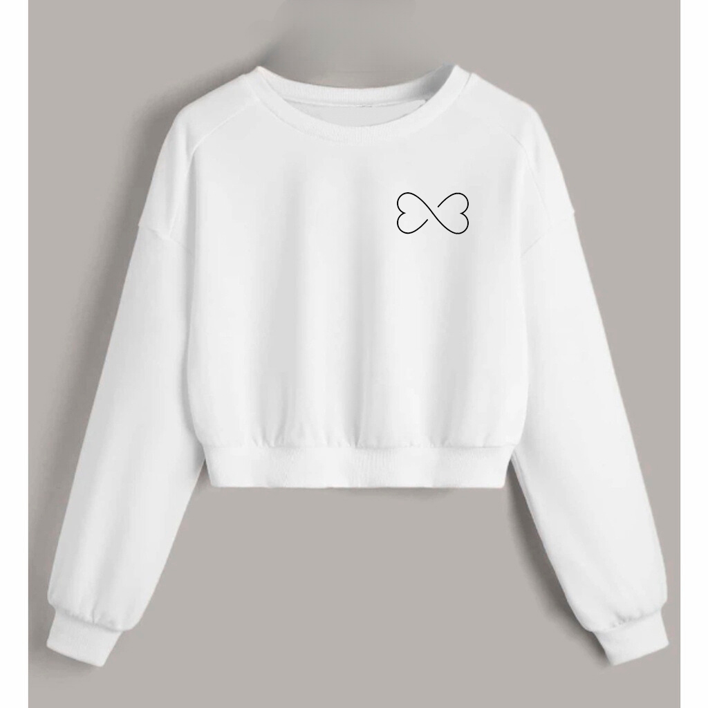 Blusa Frio Cropped Feminino Coração infinito Moletom Flanelado
