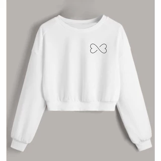 Blusa Frio Cropped Feminino Coração infinito Moletom Flanelado