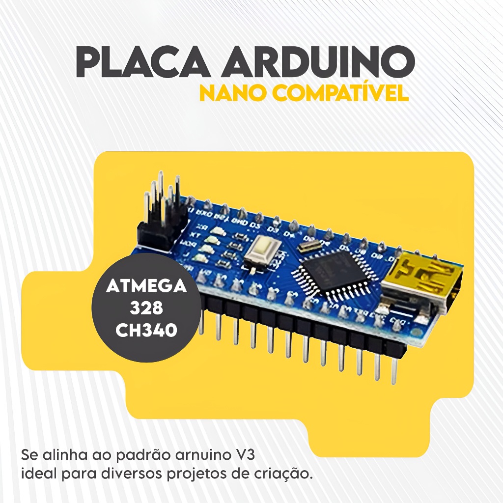 Placa Nano Atmega328 Ch340 Compativel Com Arduino V3 | Shopee Brasil