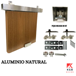 Kit Para Porta De Correr Em Alumínio natural suporta Porta Até 80kg