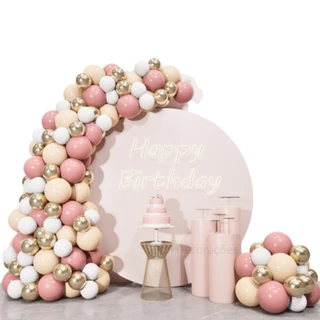 Kit 175 Balões Marfim + Rose + Champagne Metalizado + Branco + 1 Fita Arco 10M - Balão Bexiga Liso/Cromado Para Festas e Aniversários Decoração