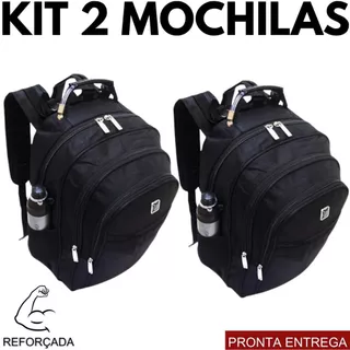 Kit 02 Mochila Com Cabo De Aço Escolar Bolsa Resistente Masculino Feminino