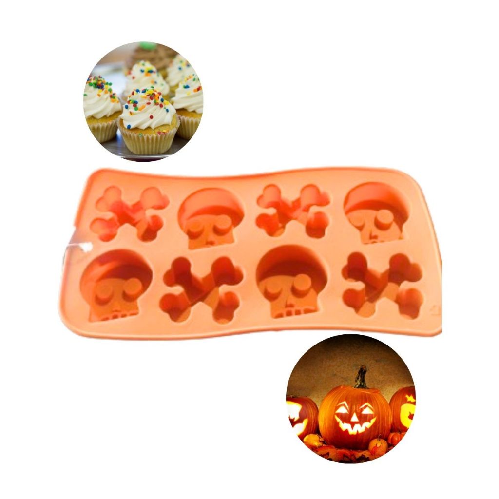 Forma de Bolo Cupcake de Silicone Halloween Biscoito Crânio de Abóbora Gelatina