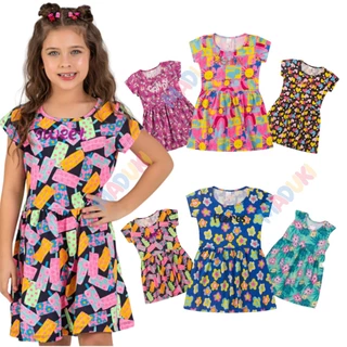 Kit 3 Vestidos Infantil Menina Juvenil Verão 1 ao 12