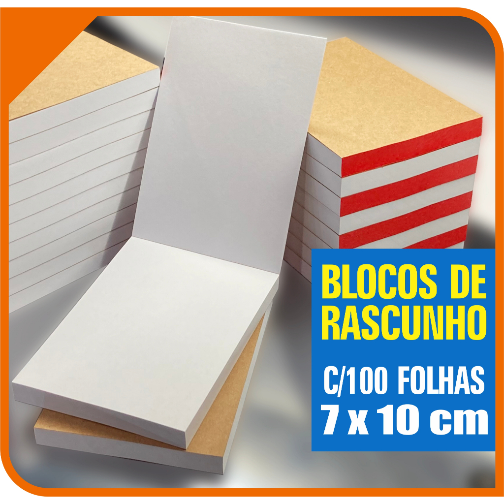 10 Blocos de Rascunho Anotações com 100 folhas - Tam 7x10 cm | Shopee ...
