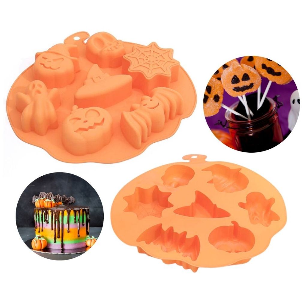 Forma de Cupcake de Silicone Halloween Abóbora Crânio de Abóbora Morcego Fantasma Ferramenta de Cozinha