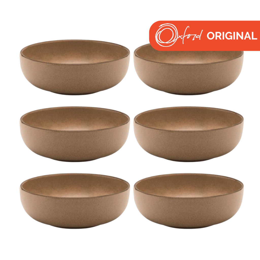 Cj 6 Tigelas 600ml Flat Ocre em Cerâmica Oxford Original