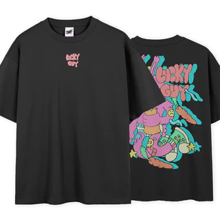 Camiseta Oversized Coelho Lucky Guy Sick Color Pink Caveira T-Shirt Style
