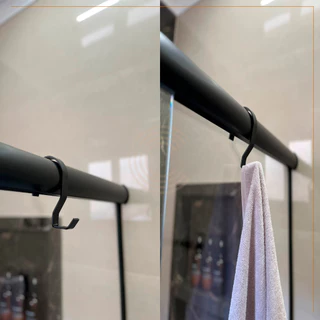 Suporte Porta Toalha Para Box Banheiro Roupa Bolsa Roupão Gancho Sem Furo Preto Fosco 4587