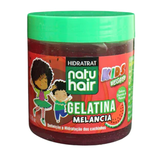Gelatina Kids Melancia Vegano Natuhair 500g Super Modeladora Antifrizz Definição Cachos Ondulados Vegano
