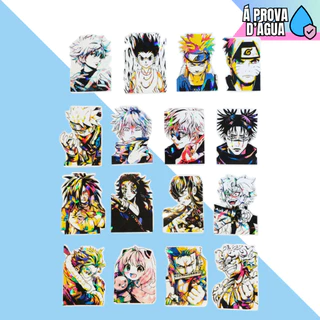 Adesivos Holográficos Animes Variados Figurinhas Naruto Boku no Hero Jujutsu Kaisen Demon Slayer Kimetsu Attack on Titan HunterxHunter One Piece