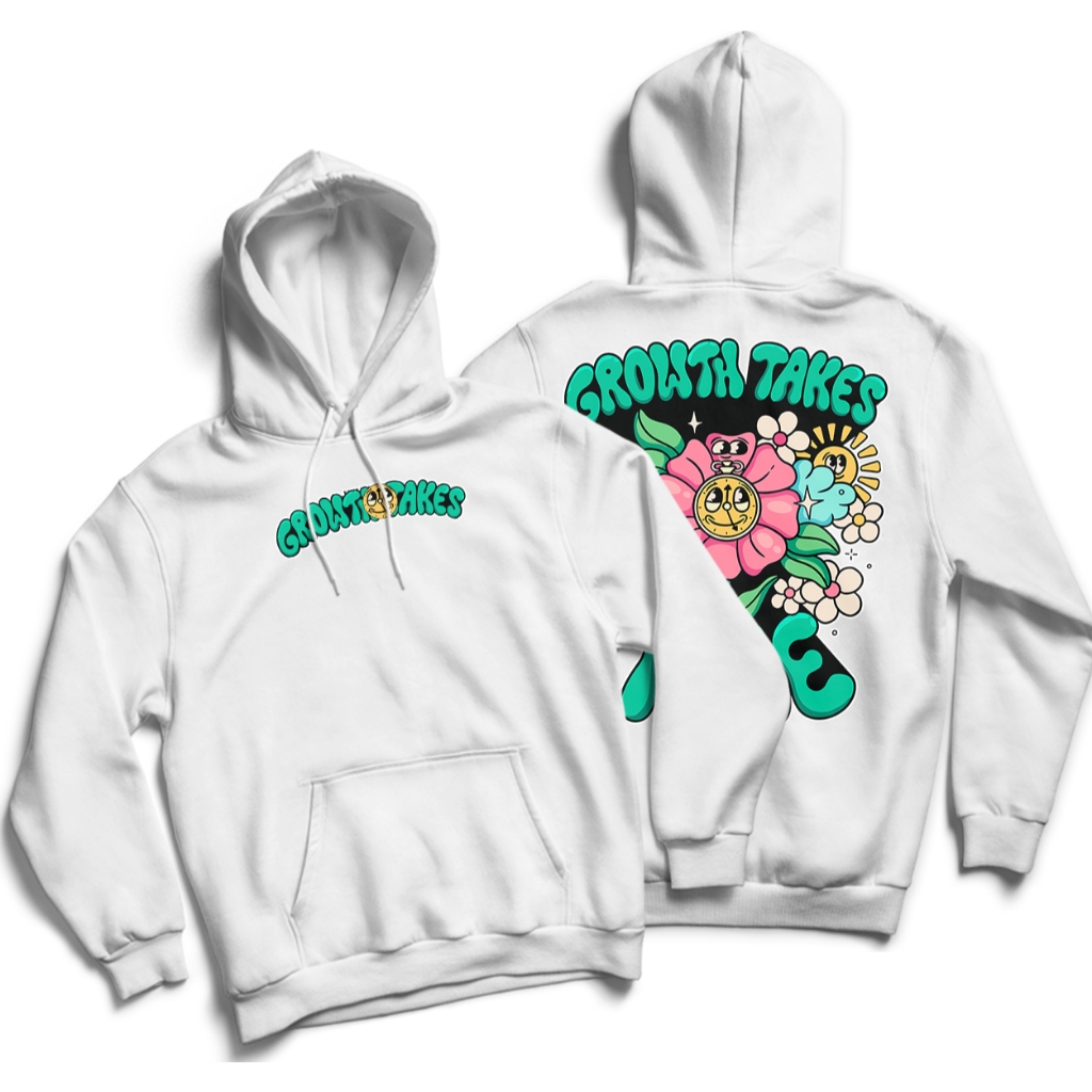 Moletom Canguru Growth Takes Time Flowers Time Color Hoddie