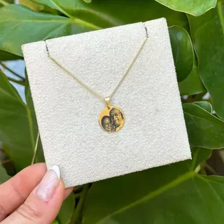 [ SEMI JOIA ] Colar Personalizado Medalha Foto Gravação (45cm) Banhado a Ouro 18k Alto Padrão