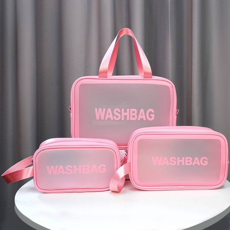 Kit 3 Necessaire Maquiagem Transparente WashBag A Prova De Água