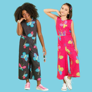 Macacão Verão Menina Pantacourt Borboleta