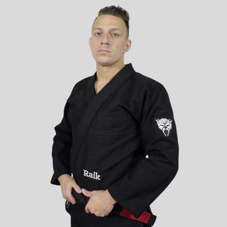 Kimono jiu jitsu Preto e Branco profissional trançado bjj top de linha jiu alta performance + mobilidade treino graduação | Raik