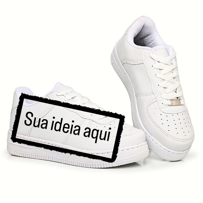 Tênis Branco Unissex Customizado/Personalizado Crie Sua Arte