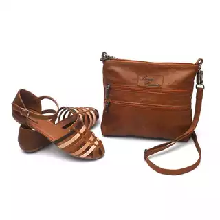 Kit Sandália Rasteira Rasteirinha Feminina Bolsa De Alça Em Couro Legítimo